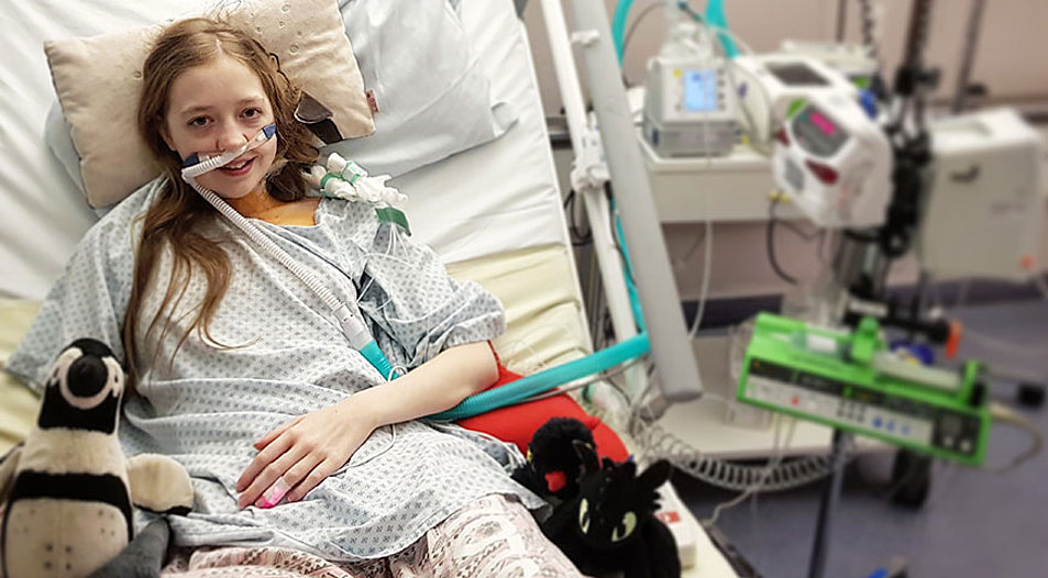 März 2019: Sarah muss wegen ihrer Atemnot immer wieder ins Krankenhaus. Foto: privat